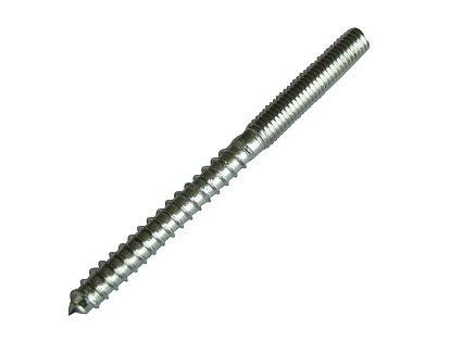 Wooden screw with right thread stud