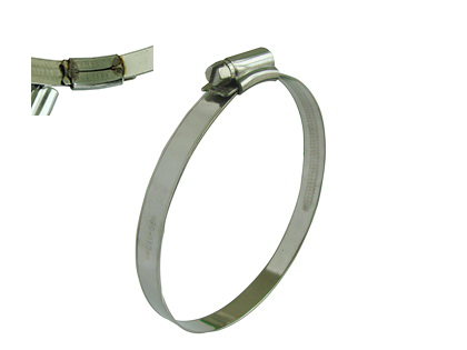Worm drive hose clamp British type welded