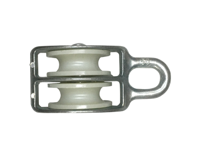 Fixed double pulley with nylon wheels